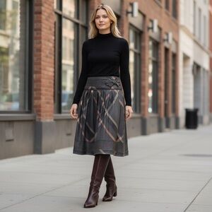 Plaid A-Line Skirt | Bow Detail Approx.. US 4–6 based on 28” waist